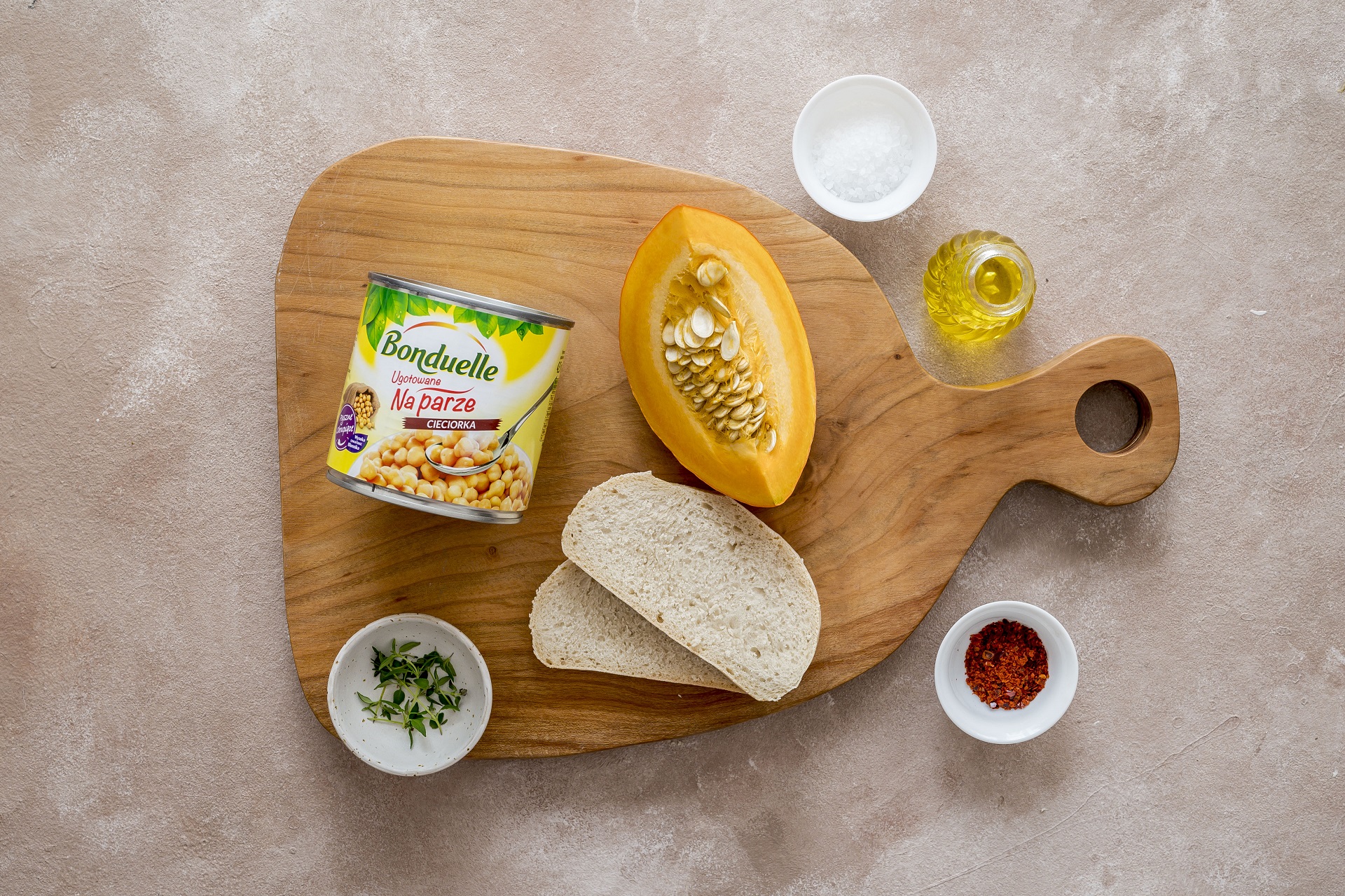 Pasta z ciecierzycy i pieczonej dyni - Składniki